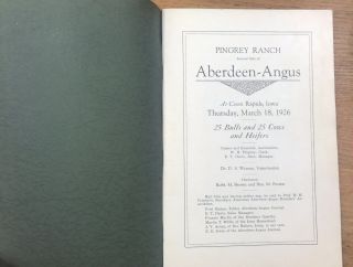 Earl Marshall Day Aberdeen Angus Program 1926 Coon Rapids,  Iowa Pingrey 3