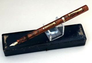 Antique Waterman 54 Fountain Pen In Ripple Hard Rubber W/case (ar3278)