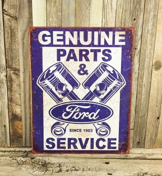 Ford Motor Company Parts & Service Metal Tin Sign Vintage Garage Decor