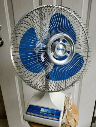 Galaxy 12 " Oscillating Fan 3 Speed Electric Vintage Blue Blades Table Top
