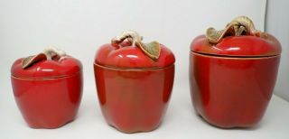 Vintage Ceramic Apple Shaped Kitchen Canister Set (3)