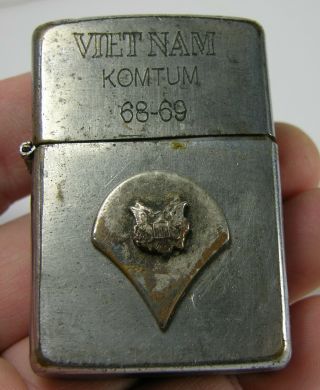 Authentic Vietnam War Zippo Lighter Kontum 68 - 69 Live By Chance Kill By Profess
