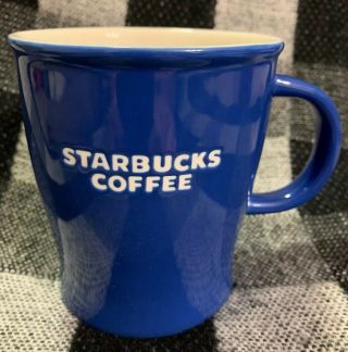 2009 Starbucks Cobalt Blue With White Lettering Coffee Mug / Tea Cup Bone China
