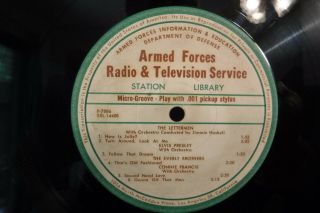Elvis Presley/letterman/eydie Gorme,  Armed Forces Radio P 7885/6,  Transcription