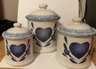 3 Piece Country Blue Canister Set