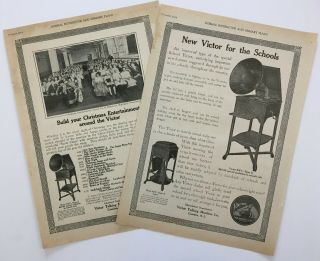 1914 Victor Talking Machine For Schools Model Xxv - Type A - 2 B&w Ads