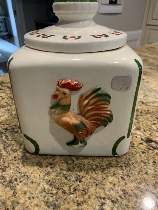Vintage 1953 California Sierra Vista Rooster Large Canister/cookie Jar