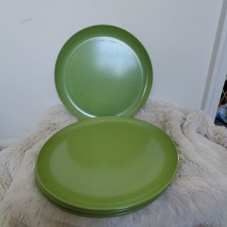 5 Vintage Green 60s Mcm Mid Century Melmac 10 " Dinner Plates Dishes