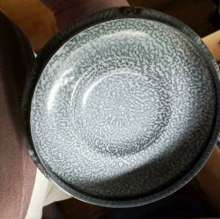 Large Vintage Mottled Gray Enamel Ware Graniteware Cowboy Coffee Pot Kettle EUC 3