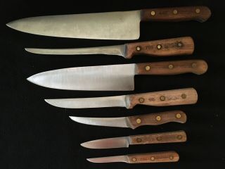 Vintage Chicago Cutlery Wood Handle Knife Set (7)