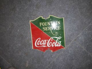 Porcelain Coca Cola Fountain Enamel Sign Size 6.  5 " X 4.  5 " Inches