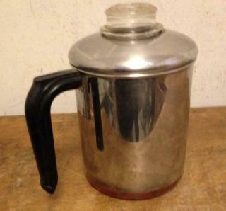 Vintage 6 Cup Stove Top Coffee Maker Percolator Revere Ware Copper Clad Pre 1968