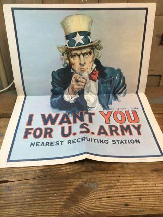 Vintage I Want You For U.  S.  Army Poster 28” X 22” Uncle Sam Recruiting 1975