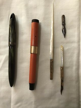 2 Vintage Fountain Pens.  Sheaffer,  Parker Ink Dip Pen,  Nib