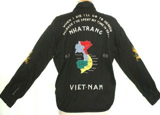Vtg Vietnam War Embroidered Souvenir Tour Jacket 67 - 68 Nhatrang Time In Hell