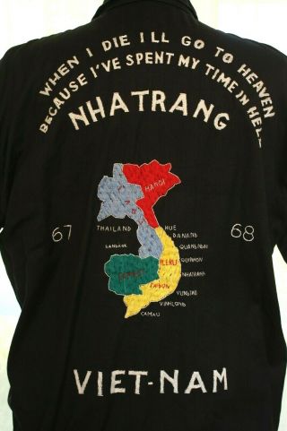 Vtg Vietnam War Embroidered Souvenir Tour Jacket 67 - 68 NHATRANG Time in Hell 2
