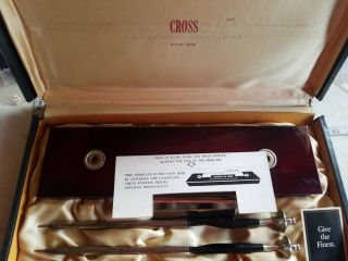 Vintage Cross Sterling Silver Pen And Pencil Burgundy Desk Set Award