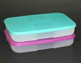Tupperware Freezer Mates Containers Set 2 Rectangles 2.  25 Cups Purple Blue Vguc