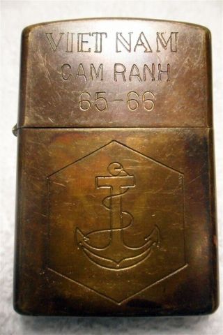 Vietnam War Zippo Lighter Cam Ranh 65 - 66 Vintage