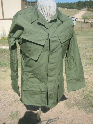 U.  S.  Marine Corps Vietnam Era Og 107 Slash Pocket Jungle Shirt Unissued Sma