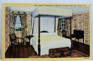 Virginia Va Mt Vernon George Washington Bedroom Postcard Old Vintage Card View