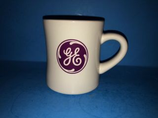 Ge General Electric Coffee Mug White With Purple Logo Ad Ceramic