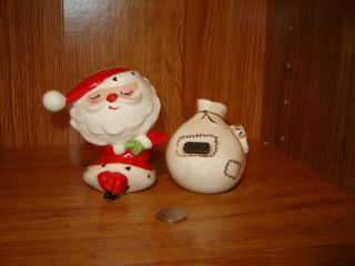 Vintage Salt & Pepper Christmas Santa Claus & Sack Of Toys 1959 Holt Howard