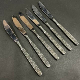 Vintage Retro Wiltshire Stainless Steel Cutlery Flatware Set Of 6 Dinner Knives
