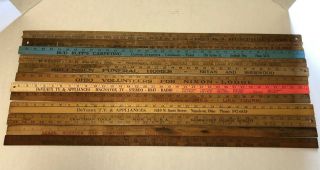 Vintage Yardsticks Wood Wooden Ruler Advertising Ohio Florida Nixon Detroit