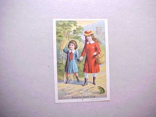 1889s Victorian Trade Card Acme Soap Terre Haute Indiana 2 Girls And A Frog Vg,