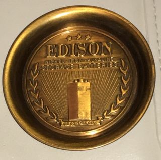Vintage Metal Advertising Copper Color Tip Tray Edison Storage Batteries