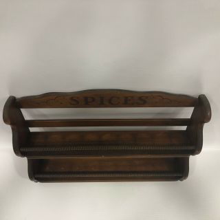 Vintage Home Spices Rack 2 tier Wood Hanging Wall Decor 12” Tall,  16 1/2” Wide 3