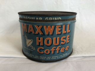 Vintage Maxwell House 1 Pound Coffee Can Tin With The Lid