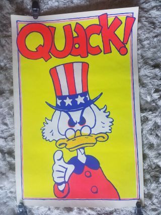 1964 Scrooge Mcduck Uncle Sam Quack Black Light Poster 35 " X 23 "