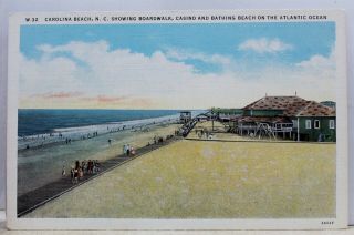 North Carolina Nc Beach Boardwalk Casino Atlantic Ocean Postcard Old Vintage Pc