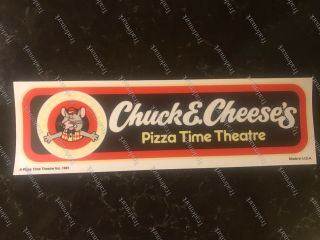 Chuck E Cheese’s Pizza Time Theatre Pizza Bumper Sticker Cheese 1981 Authentic