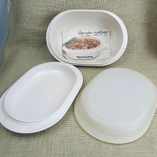 Tupperware Ultra 21 Oval Roaster Pan 3pc Set For Microwave Or Oven 11 " X 7 3/4