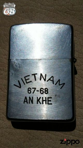 Vintage Zippo Petrol Lighter Vietnam War AN KHE 67 - 68 2