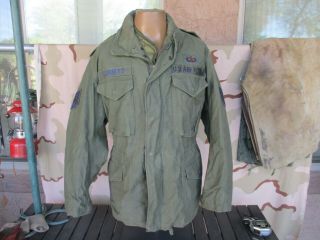 1981 Od M - 65 Field Jacket With Liner & Patches,  Medium Regular Coat
