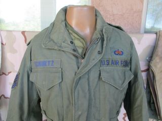 1981 OD M - 65 Field Jacket with Liner & Patches,  MEDIUM REGULAR Coat 2