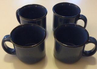 Set Of 4 Marlboro Unlimited Blue Speckled Stoneware Coffee Mugs Tea Cups / 16oz