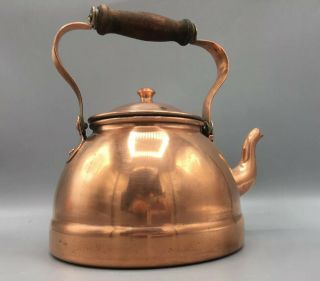 Vintage B&M DOURO Handcrafted Solid Copper Tea Kettle w/Wood Handle - Portugal 2