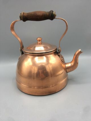 Vintage B&M DOURO Handcrafted Solid Copper Tea Kettle w/Wood Handle - Portugal 3