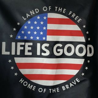 Life Is Good Tire Cover Home Land Of The Brave Usa Flag Black 33 "