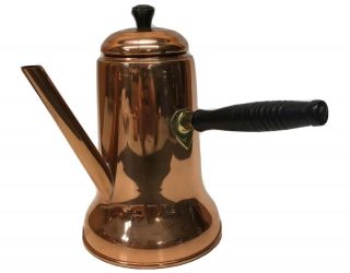 Vintage Copper Craft Guild Coffee Tea Pot Side Wood Handle Kettle With Lid Usa