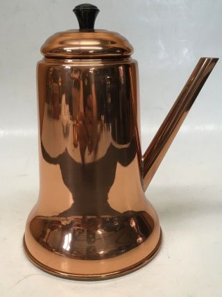Vintage Copper Craft Guild Coffee Tea Pot Side Wood Handle Kettle with Lid USA 3
