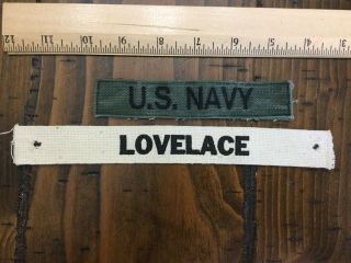 Vietnam Era Or Earlier Us Navy Tape With Lovelace White Name Tape