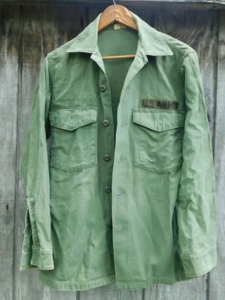 Vietnam Era Us Army Utility Shirt Od Green Og - 107 Medium - Large