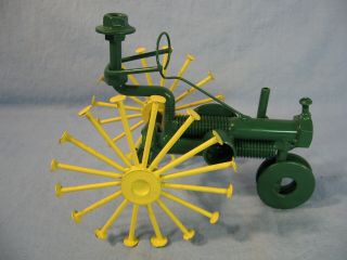 Folk Art Metal Tractor John Deere Green & Yellow By Suppes
