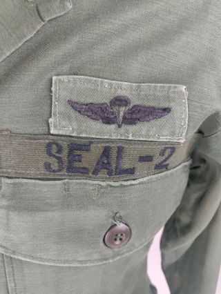 Vietnam US Navy Seal Team 2 OG 107 Long Sleeve Utility Shirt Named 1970 3
